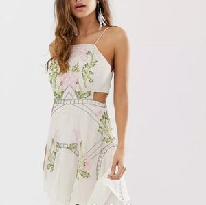 ASOS mini beaded floral cutout dress with lining